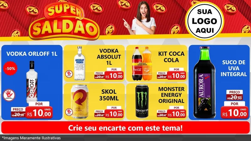 Modelo de TV para TV Horizontal com o tema Super Saldão para Distribuidora de bebidas