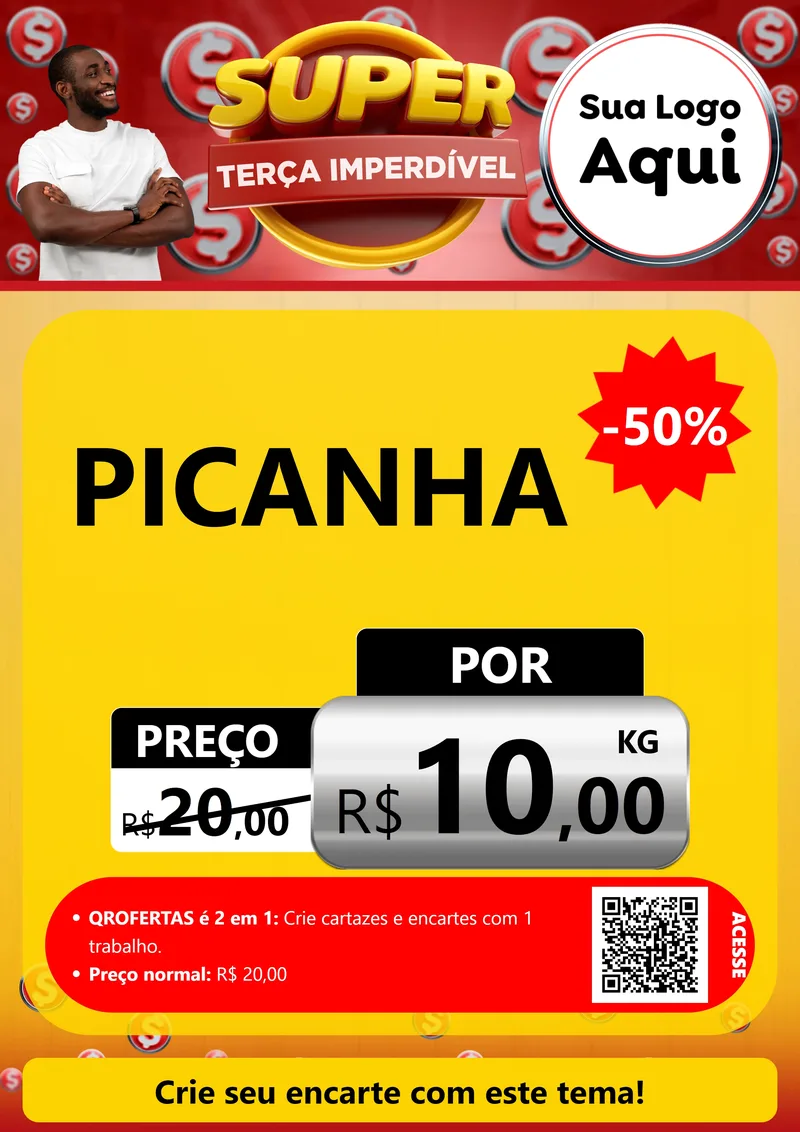 Modelo de Cartaz para Cartaz A4 Vertical com o tema Super Terça Imperdível para Açougue