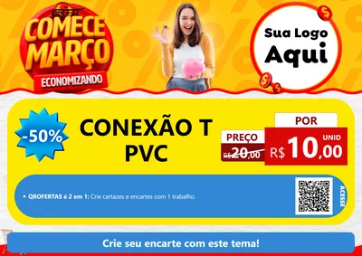 Modelo de Cartaz para Cartaz A4 Horizontal com o tema Comece Março Economizando para Tubos e conexões