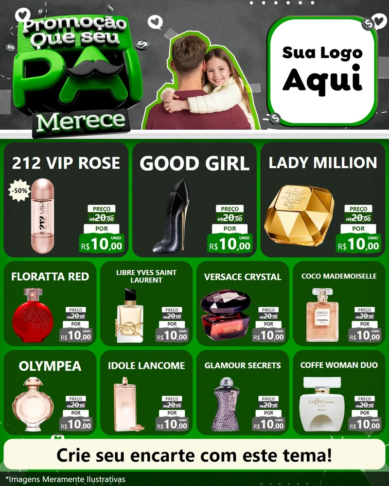 Modelo de Rede Social para Feed Instagram com o tema Promoção Que seu Pai Merece para Perfumes
