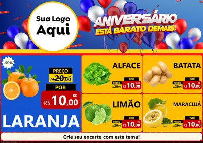 Modelo de Encarte para Encarte A4 Horizontal com o tema Aniversário para Hortifrúti