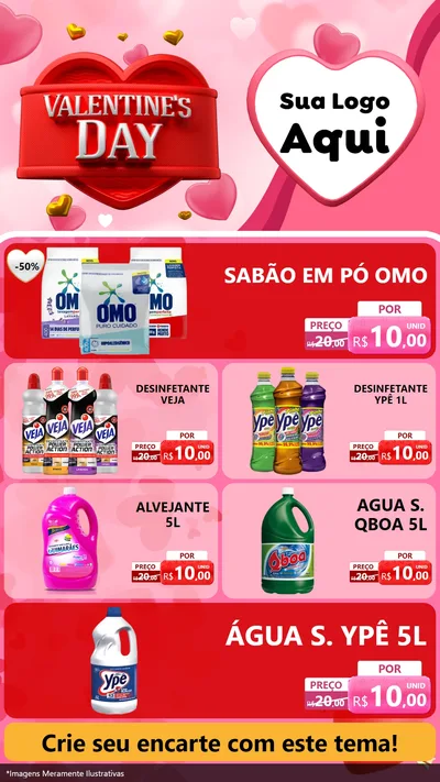 Modelo de TV para TV Vertical com o tema Valentine's Day para Produtos de Limpeza