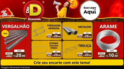 Modelo de TV para TV Horizontal com o tema Dia D Economia para Ferragens