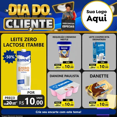 Modelo de Rede Social para Feed Facebook com o tema Dia Do Cliente para Frios e Laticínios