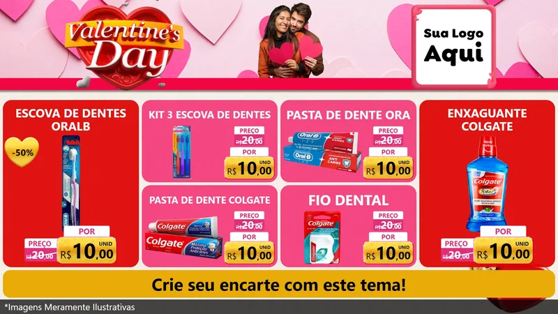 Modelo de TV para TV Horizontal com o tema Valentine's Day para Higiene Pessoal