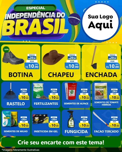 Modelo de Rede Social para Feed Instagram com o tema Especial Independência do Brasil para Agropecuária