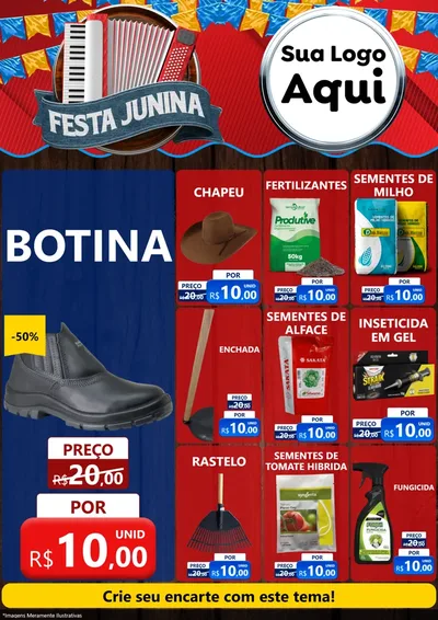 Modelo de Encarte para Encarte A4 Vertical com o tema Festa Junina para Agropecuária