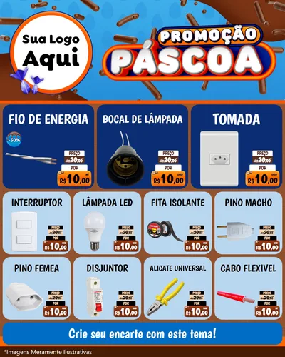 Modelo de Rede Social para Feed Instagram com o tema Promoção Páscoa para Materiais Elétricos