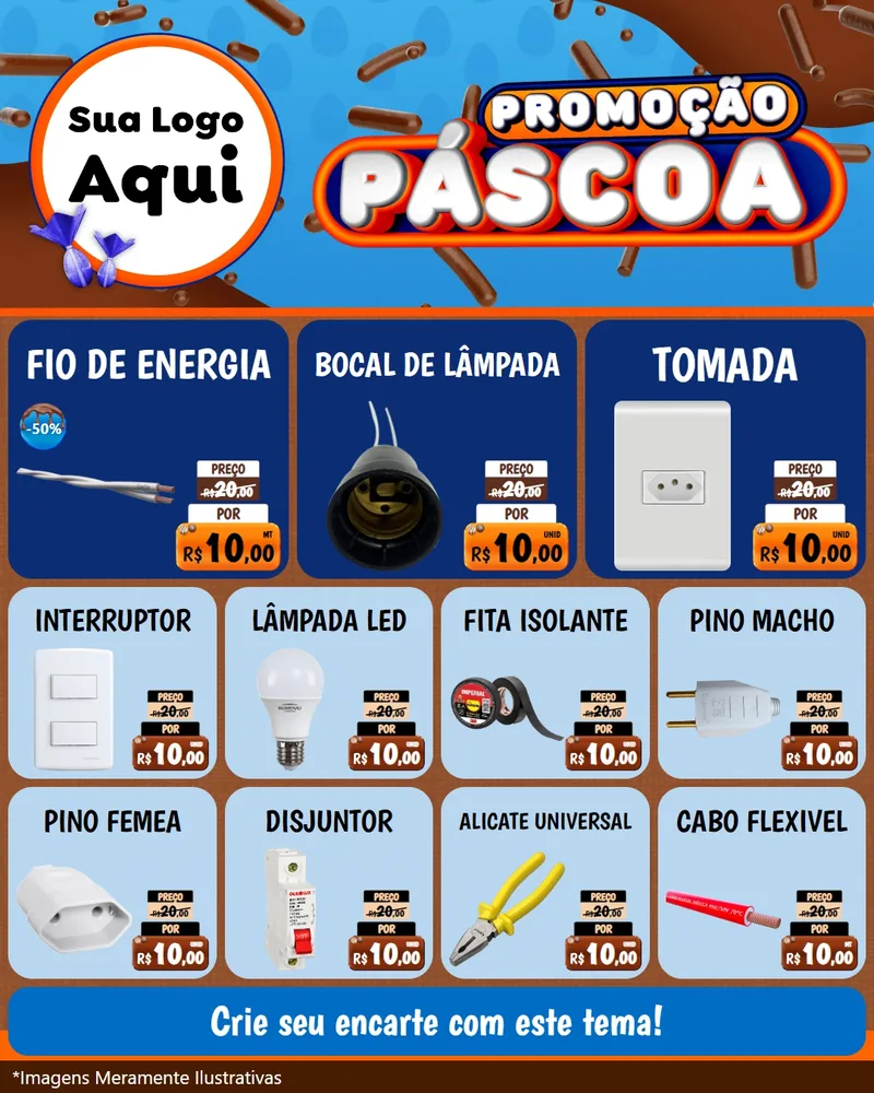 Modelo de Rede Social para Feed Instagram com o tema Promoção Páscoa para Materiais Elétricos