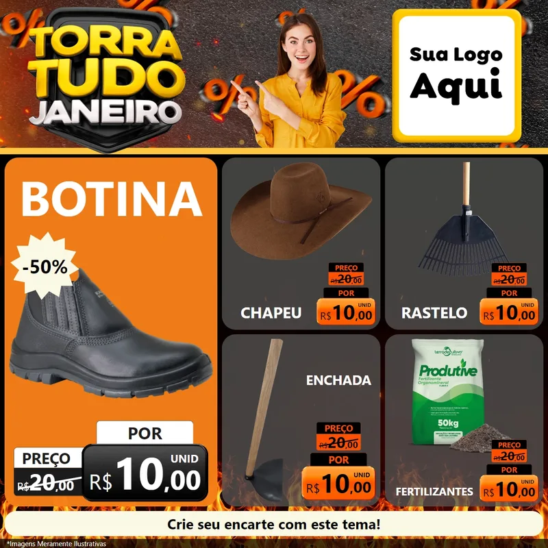 Modelo de Rede Social para Feed Facebook com o tema Torra Tudo Janeiro para Agropecuária