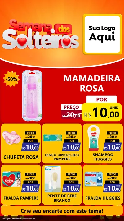 Modelo de Rede Social para Stories com o tema Semana dos Solteiros para Bebês