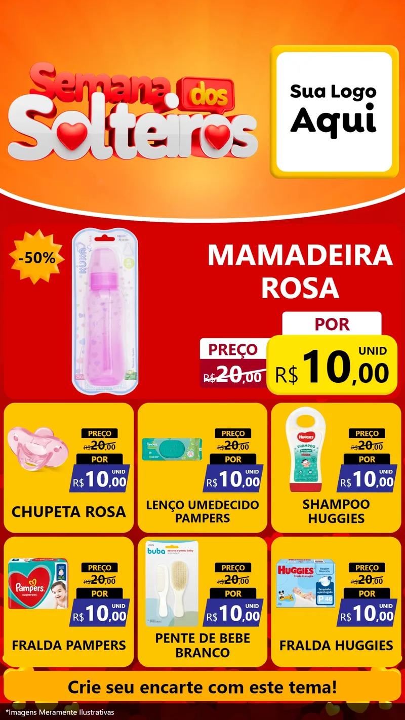 Modelo de Rede Social para Stories com o tema Semana dos Solteiros para Bebês