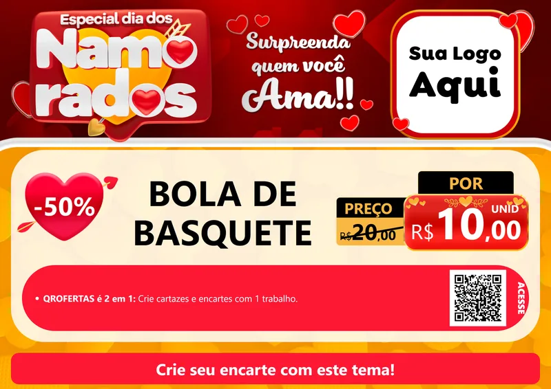 Modelo de Cartaz para Cartaz A4 Horizontal com o tema Especial Dia dos Namorados para Artigos Esportivos