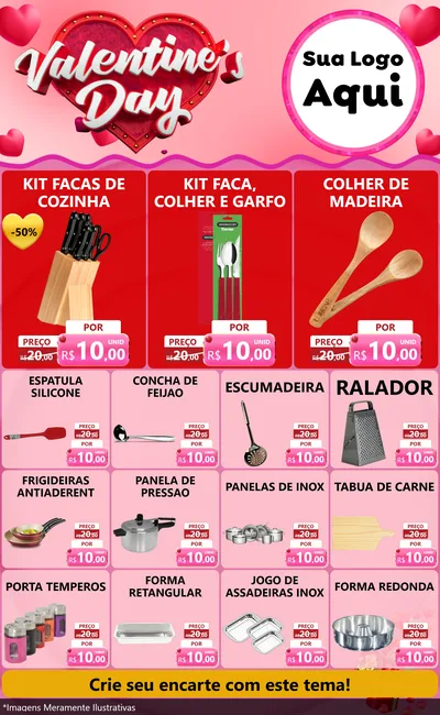 Modelo de Encarte para Encarte Grande com o tema Valentine's Day para Utilidades Domésticas