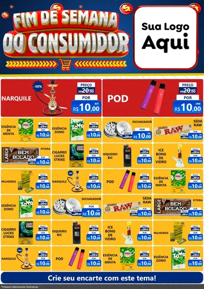 Modelo de Encarte para Encarte A4 Vertical com o tema Fim de Semana do Consumidor para Tabacaria