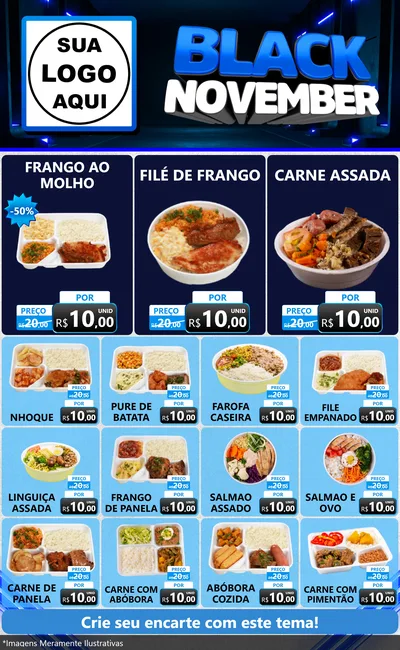 Modelo de Encarte para Encarte Grande com o tema Black November para Restaurante