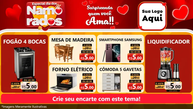 Modelo de TV para TV Horizontal com o tema Especial Dia dos Namorados para Móveis e Eletro