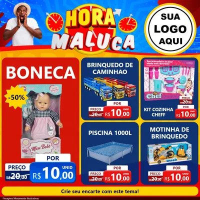 Modelo de Rede Social para Feed Facebook com o tema Hora Maluca para Brinquedos