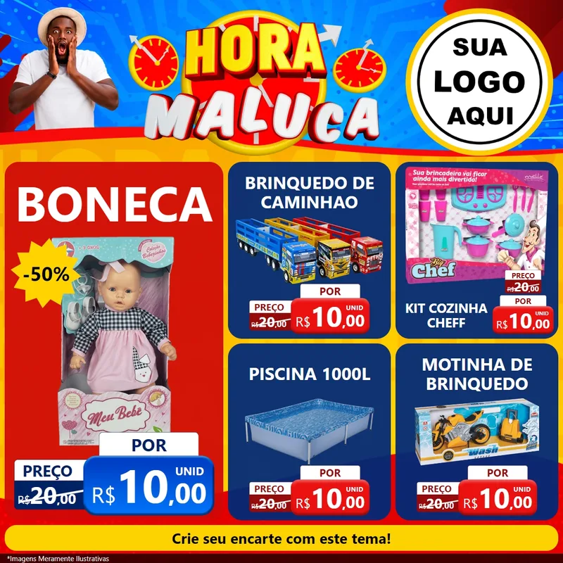 Modelo de Rede Social para Feed Facebook com o tema Hora Maluca para Brinquedos