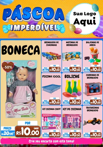 Modelo de Encarte para Encarte A4 Vertical com o tema Páscoa Imperdível para Brinquedos