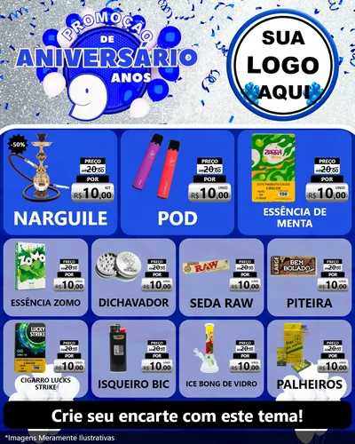 Modelo de Rede Social para Feed Instagram com o tema Promoção de Aniversário - 9 Anos para Tabacaria