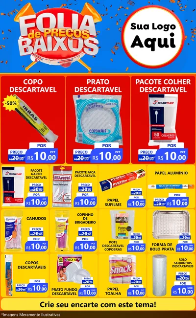 Modelo de Encarte para Encarte Grande com o tema Folia de Preços Baixos para Embalagens
