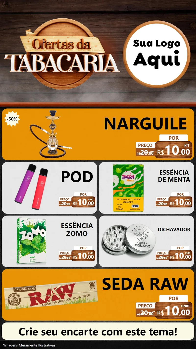 Modelo de TV para TV Vertical com o tema Ofertas da Tabacaria para Tabacaria