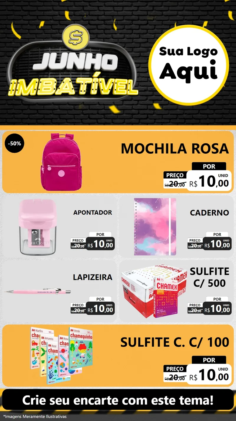 Modelo de TV para TV Vertical com o tema Junho Imbatível para Papelaria