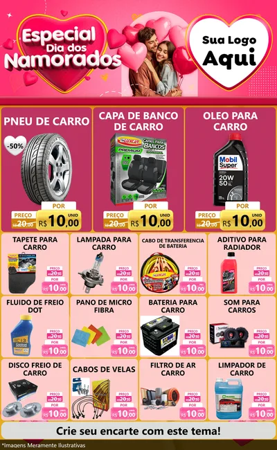 Modelo de Encarte para Encarte Grande com o tema Especial Dia dos Namorados para Auto peças