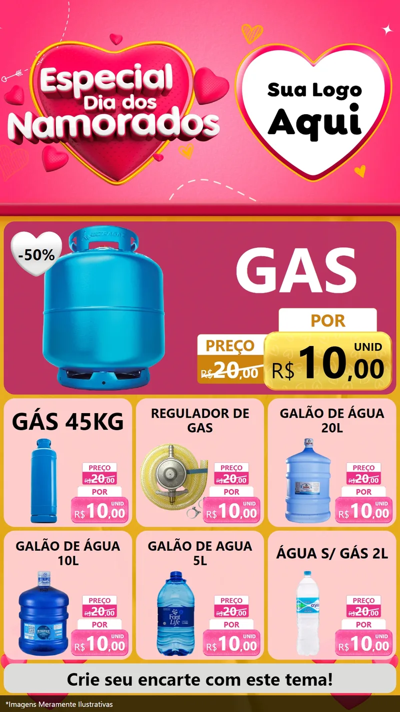 Modelo de Rede Social para Stories com o tema Especial Dia dos Namorados para Água e gás