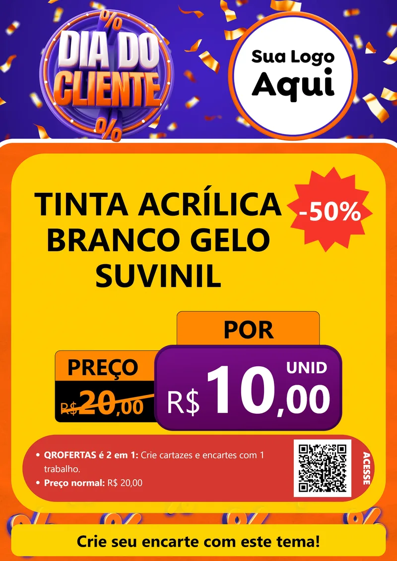 Modelo de Cartaz para Cartaz A4 Vertical com o tema Dia do Cliente para Tintas e Ferramentas