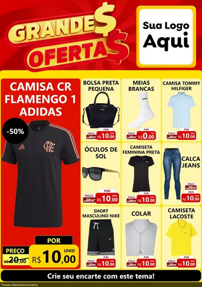Modelo de Encarte para Encarte A4 Vertical com o tema Grandes Ofertas para Roupas e acessórios