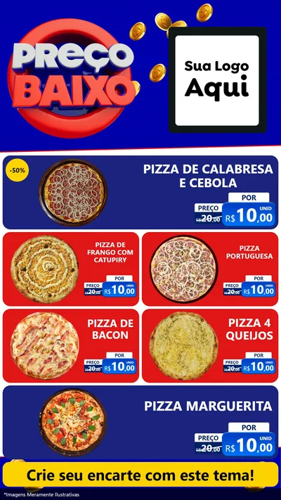 Modelo de TV para TV Vertical com o tema Preço Baixo para Pizzaria