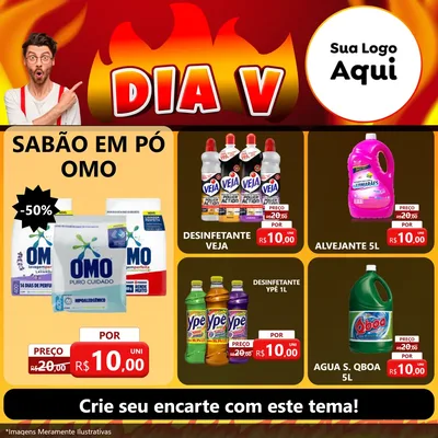 Modelo de Rede Social para Feed Facebook com o tema Dia V para Produtos de Limpeza