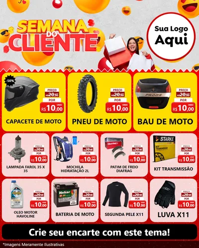 Modelo de Rede Social para Feed Instagram com o tema Semana do Cliente para Moto peças