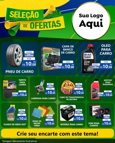 Modelo de Rede Social para Feed Instagram com o tema Seleção de Ofertas - Copa para Auto peças