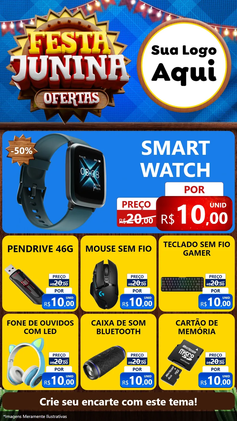 Modelo de Rede Social para Stories com o tema Festa Junina Ofertas para Informática