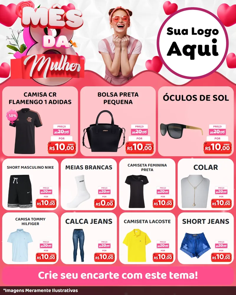 Modelo de Rede Social para Feed Instagram com o tema Mês da Mulher para Roupas e acessórios