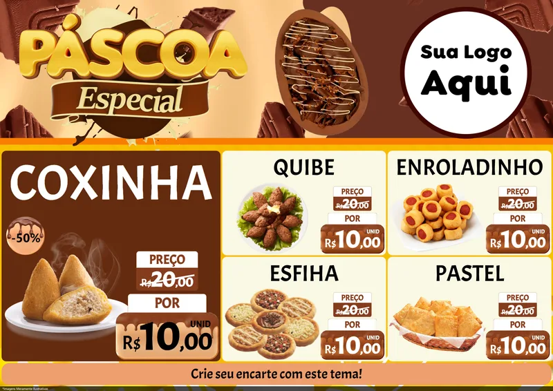 Modelo de Encarte para Encarte A4 Horizontal com o tema Páscoa Especial para Salgadaria