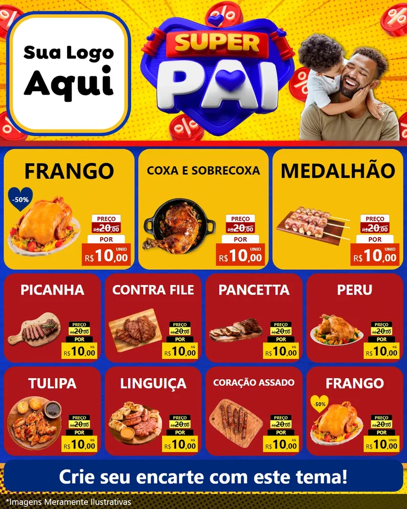 Modelo de Rede Social para Feed Instagram com o tema Super Pai para Assados
