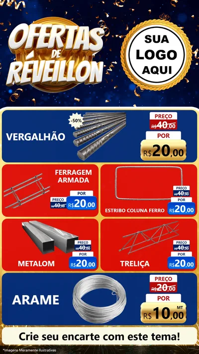 Modelo de TV para TV Vertical com o tema Ofertas de Réveillon para Ferragens