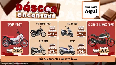 Modelo de TV para TV Horizontal com o tema Páscoa Encantada para Concessionaria de Motos