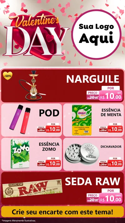 Modelo de TV para TV Vertical com o tema Valentine's Day para Tabacaria