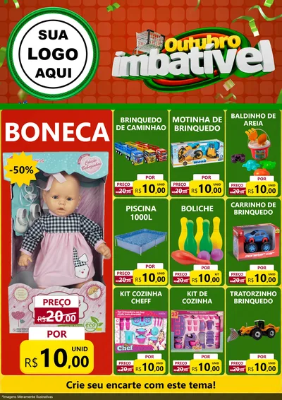 Modelo de Encarte para Encarte A4 Vertical com o tema Outubro Imbatível para Brinquedos