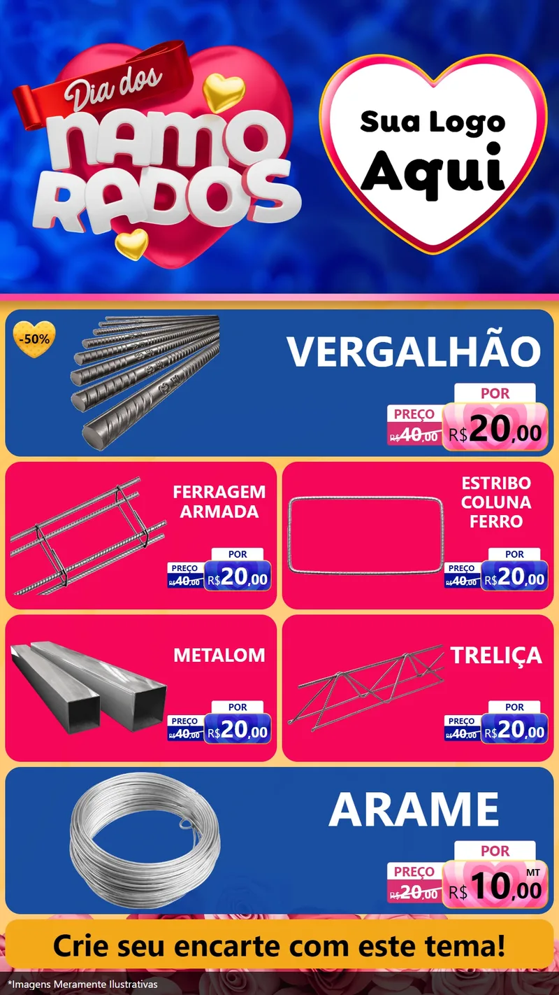 Modelo de TV para TV Vertical com o tema Dia dos namorados para Ferragens