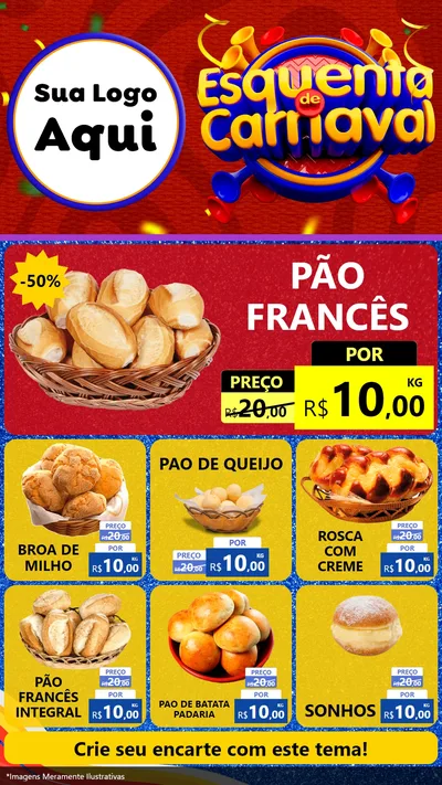 Modelo de Rede Social para Stories com o tema Esquenta de Carnaval para Padaria