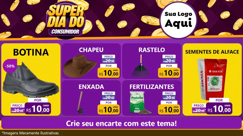 Modelo de TV para TV Horizontal com o tema Super Dia do Consumidor para Agropecuária