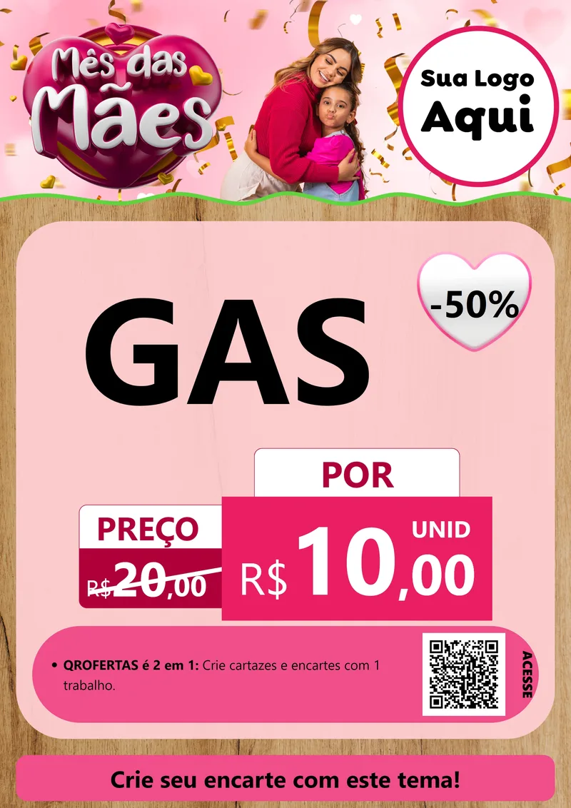 Modelo de Cartaz para Cartaz A4 Vertical com o tema Mês das Mães para Água e gás