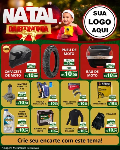 Modelo de Rede Social para Feed Instagram com o tema Natal da Economia para Moto peças