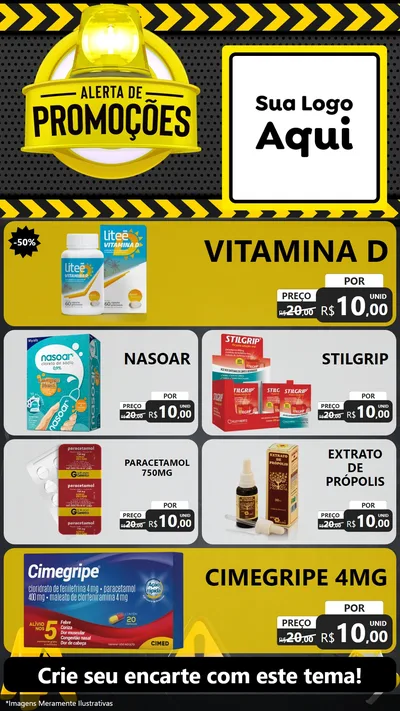 Modelo de TV para TV Vertical com o tema Alerta de Promoções para Farmácia